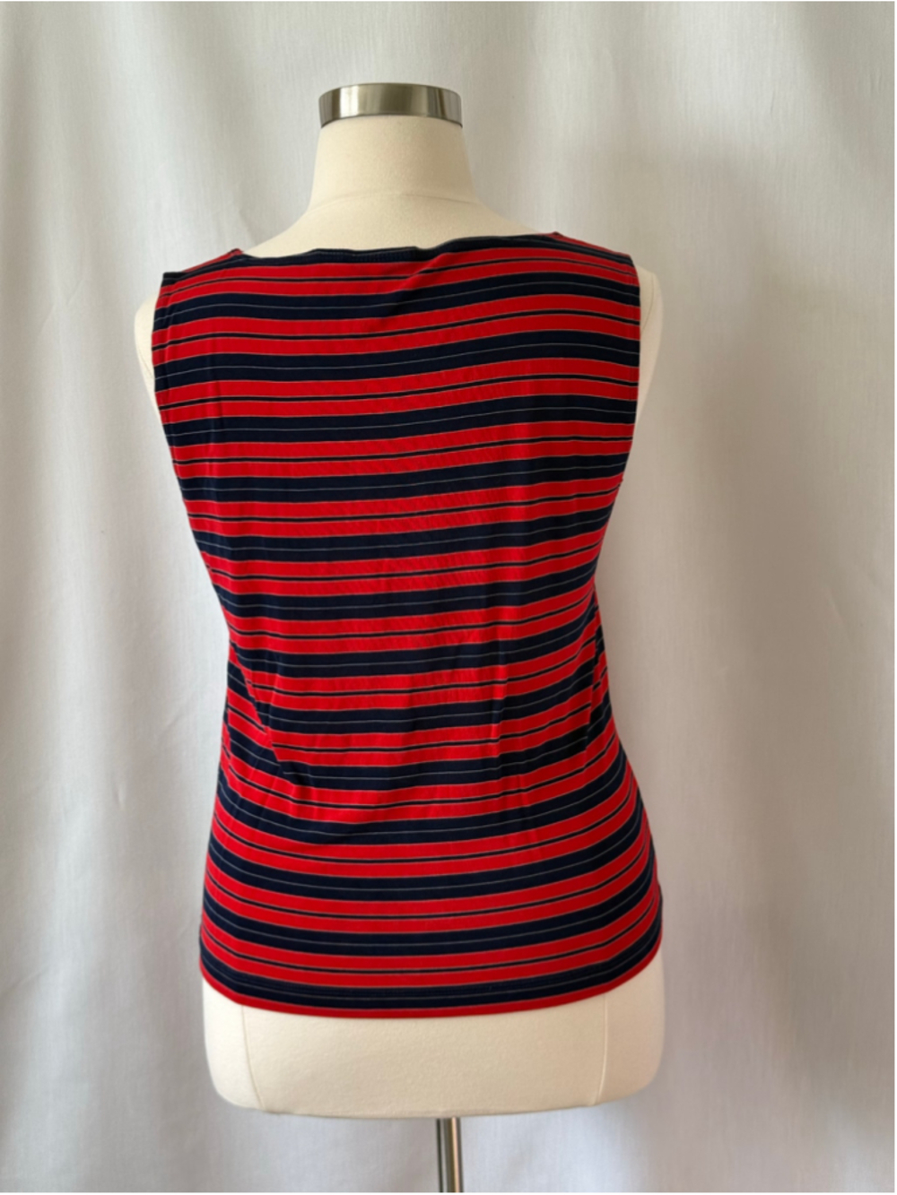 Chico's Travelers Sleeveless Striped Shell Red Navy Size 16 (Chico’s 3) - Picture 3 of 6